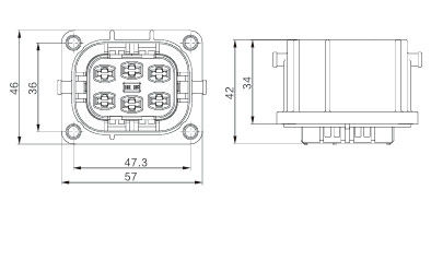 Neopower 6-Pin High Voltage 1000V 35A Automotive Power and Signal Connector with 360° Shielding