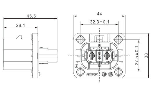 Neopower High-Performance 2 Pin 1000V 40A Electrical Connector with HVIL, Poka-Yoke, and 360° Shielding