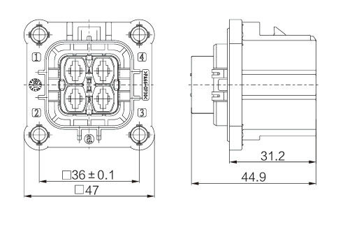 Neopower 4 Pin High-Voltage Connector 40A 1000V for EV & Industrial Applications