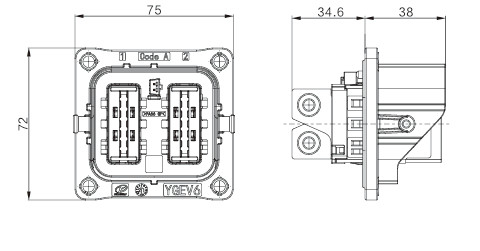 Neopower 2 Pin High Voltage Hybrid Power Connector 400A 1000V with HVIL and 360° Shielding