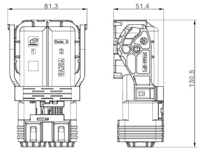 Neopower 2 Pin High Voltage Hybrid Power Connector 400A 1000V with HVIL and 360° Shielding