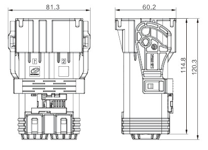 Neopower 2 Pin High Voltage Hybrid Power Connector 400A 1000V with HVIL and 360° Shielding
