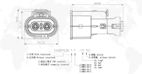 1000V DC Marine Battery  Connectors , 20A Battery Pack Connectors