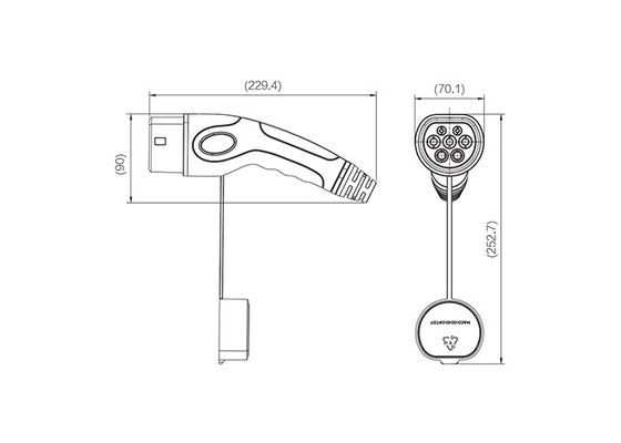 IEC62196 EV Charger Connectors 480V AC EV Charger Gun waterproof