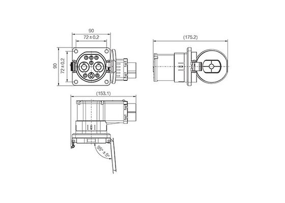 750V DC EV Charger Connectors , GB20234-2015 EV Charging Socket