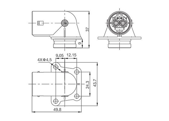 IP67 2 Pin Waterproof Straight Connector Plug , 2 Pin Right Angle Battery Connector